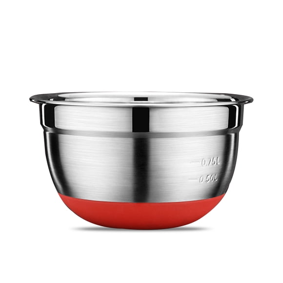 Bol à Mélanger en Acier Inoxydable de 1,3 L avec Fond en Silicone, Bols Emboîtables, Bols de Cuisine pour Mélanger, Cuisiner, Pâtisser, Entreposer les Aliments, Facile à Nettoyer