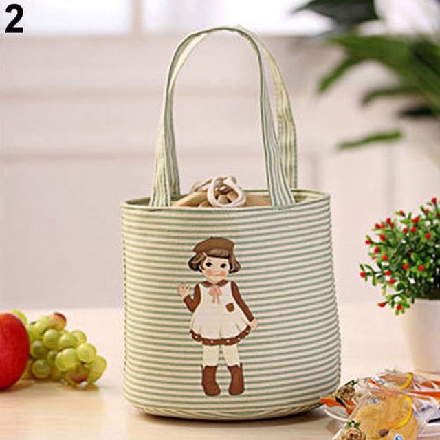 Cute Girl Print Thermal Insulated Lunch Storage Cooler Case Pouch Lunch Box