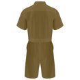 thumbnail image 4 of vastwit Mens Rompers Loose Fit Overalls Solid Color Shorts Jumpsuit Front Zip Uniforms Bodysuit Khaki XXL, 4 of 6