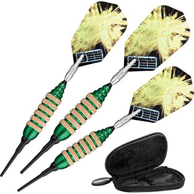 Viper Spinning Bee Fléchettes à Embout Souple avec Étui de Rangement/étui de Voyage, Vert, 16 Grammes