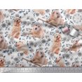 thumbnail image 2 of Soimoi Poly Georgette Fabric Floral,Book & Golden Retriever Dog Print Fabric by The Yard 52 Inch Wide, 2 of 3