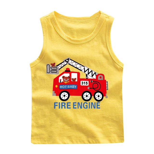 RXIRUCGD 2025 Vêtements d'Été pour Enfants Chemise de Base à Col Rond Sans Manches pour Garçons