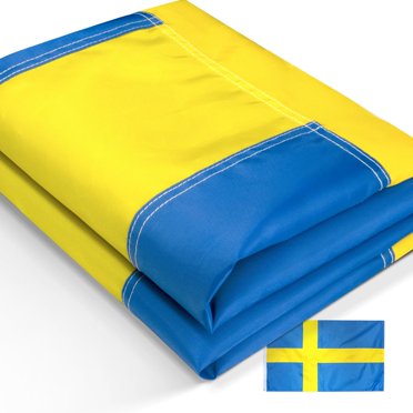 Anley EverStrong Series Embroidered Sweden Flag 3x5 Ft - Embroidery & Heavy Duty Canvas Header - Nylon Swedish National Flag