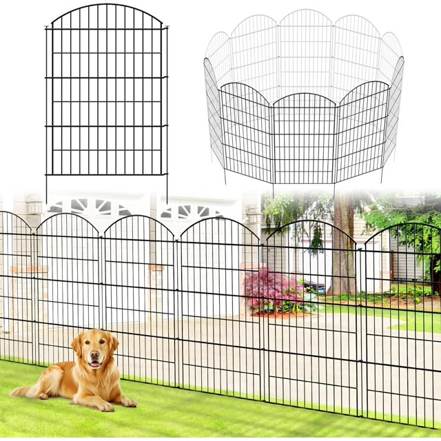 Metal Garden Fence H x W ( Panels Total Length . ft) Rustproof No Dig Fence for Dog Rabbits and Patio Yard Animal Barrier