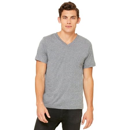 Bella Canvas Mens Jersey V-Neck Tee, M, Deep Heather
