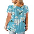 thumbnail image 3 of CHOK Women T Shirts Short Sleeve Round Neck Button Up Tunic Tops (White  XL), 3 of 4