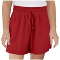 thumbnail image 2 of Shorts pour Tout-Petits Rouges à Taille Élastique, Cartwheel, Vêtements d'Été pour Bébé Fille, Vêtements pour Tout-Petits Filles 5-6 Ans, 2 of 5
