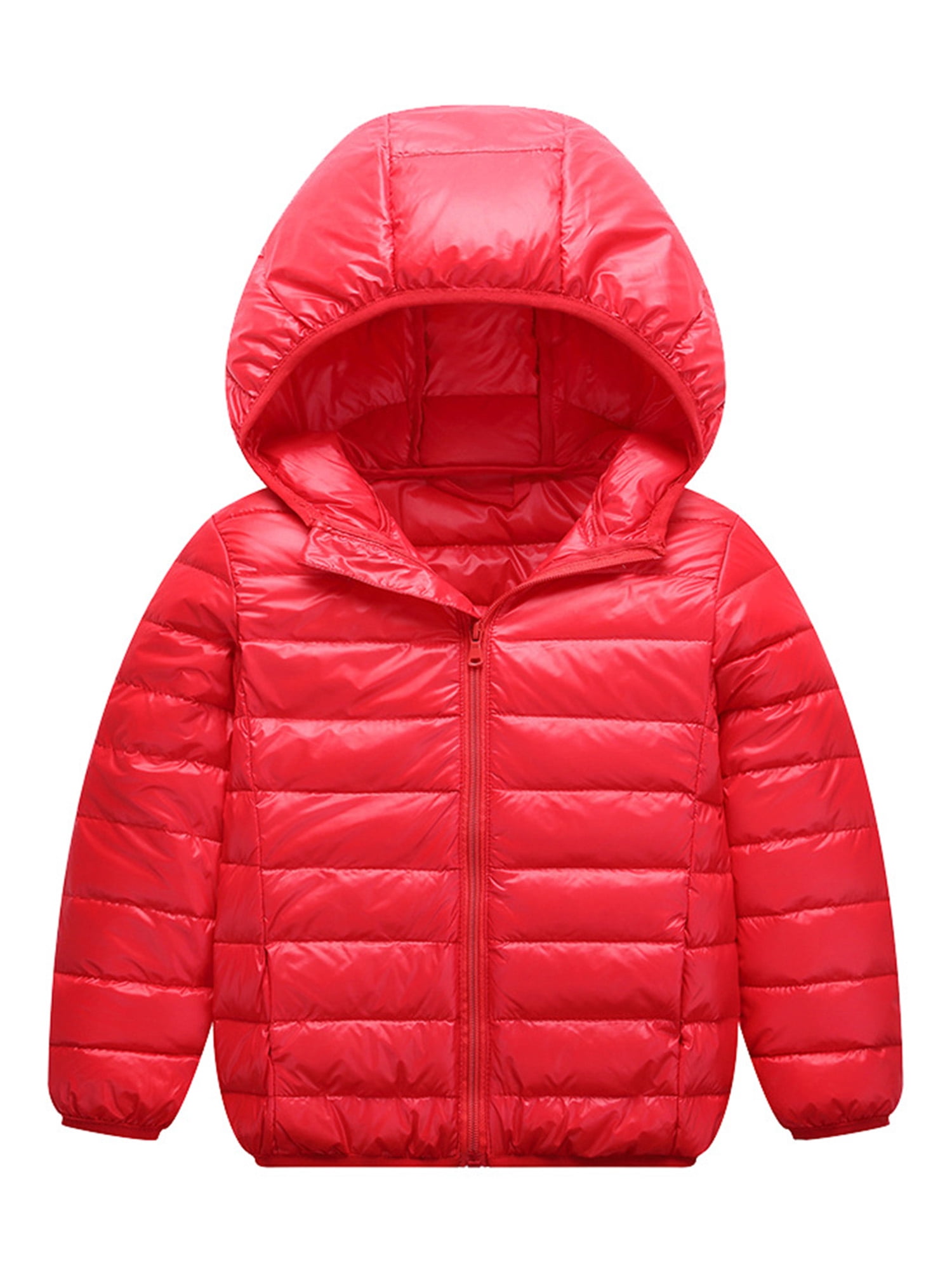 LUXUR Boy Hooded Neck Puffer Coat Lightweight Winter Down Jackets Red 140cm