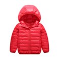 thumbnail image 1 of LUXUR Boy Hooded Neck Puffer Coat Lightweight Winter Down Jackets Red 140cm, 1 of 4