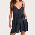 thumbnail image 2 of Yuyuzo Combinaisons pour Femmes Bretelles Spaghetti Réglables Combinaisons Sans Manches Col en V Profond Shorts Larges Été, 2 of 7