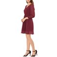 thumbnail image 4 of INSPIRE CHIC Women's Solid Cute V Neck Half Sleeve Flowy a-Line Chiffon Dress S Fuchsia, 4 of 7