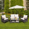 thumbnail image 1 of Costway 4PCS Patio Rattan Furniture Set Cushioned Sofa Storage Table Off White, 1 of 10
