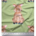 thumbnail image 1 of Soimoi Green polyester Crepe Fabric Pig Animal Print Fabric by the Yard 42 Inch Wide, 1 of 3