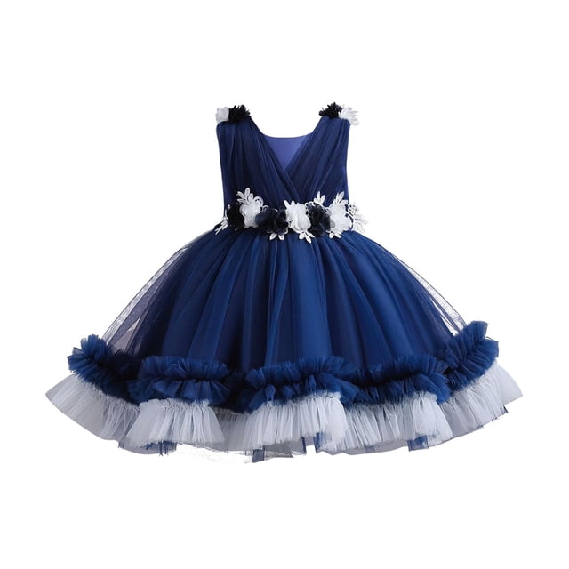 Robes pour Filles Robes Habillées pour Filles Robe Bleue pour Filles Robes d'Anniversaire pour Filles Tenue pour la Journée des Enfants pour Filles Mode pour Filles