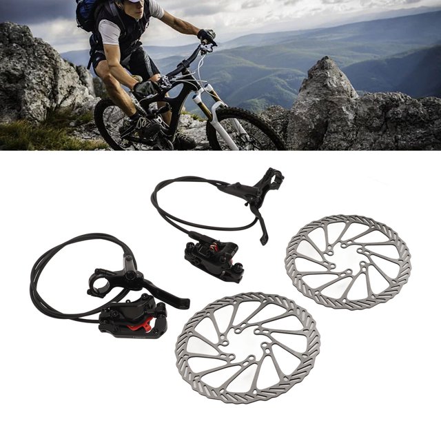Mountain Bike Hydraulic Disc Brake Set, Anodized Strong Stability Bicycle Hydraulic Disc Brake Kit for Fixed Gear Bicycles