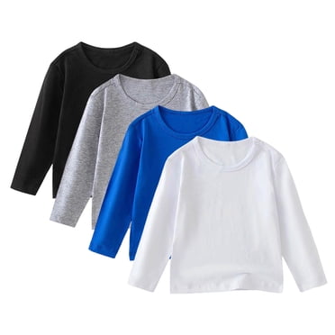 Ltctricy Girls Boys' 4 Pc T Shirts Unisex Baby Toddler Long Sleeve Crew Neck Cotton Tee Tops Soft Casual Basic Tees(Multicolor13,2-3 Years)