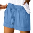 thumbnail image 2 of Pisexur Womens Shorts Solid Color Elastic Waist Shorts Summer Casual Adjustable Drawstring Shorts Quick Dry Gym Yoga Workout Shorts Comfy Loose Linen Shorts Plus Size Shorts with Pockets S-5XL, 2 of 7