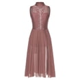 thumbnail image 3 of Sinleey Costumes de Danse Lyrique pour Femmes Robe Longue Fluide en Tulle Sans Manches à Sequins Moderne Contemporaine Rouge Brun TG, 3 of 6