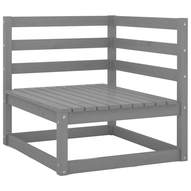 vidaXL Canapé d'Angle de Jardin Gris Bois Massif Pin