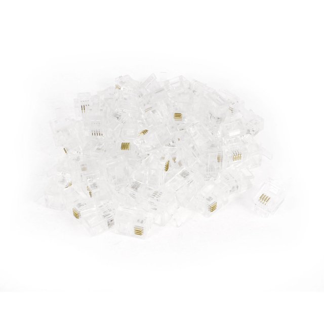 Unique Bargains 60 Pcs Connecteur Modulaire en Plastique Transparent RJ11 6P4C pour Téléphone