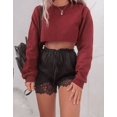thumbnail image 4 of Women Sweater Long Sleeve Solid Color/Striped Crop Loose Pullover  Neck Top, 4 of 4