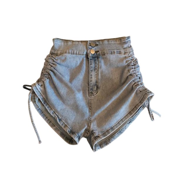 facefd Shorts Rétro Mode Urbaine d'Été pour Femme, Pantalon de Loisirs Taille Haute, Tenue Résistante à l'Usure, Bleu S