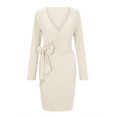 thumbnail image 4 of TJAZFJPA Robe pour Femmes Robe Décontractée pour Femmes avec Col en V à Rayures Coupe Ajustée Aguichant et à la Mode Robe avec Ceinture Robe à Basque Robe Décontractée pour Femmes, 4 of 9