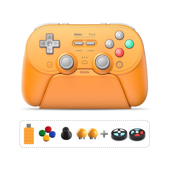 8Bitdo Pro 3 Bluetooth Controller for Switch/Switch 2 - TMR Joysticks, Swappable ABXY Buttons, Pro Back Buttons, Charging Dock, Hall Effect Triggers,
