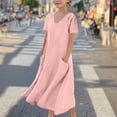 thumbnail image 2 of Tranfacy Robe d'Été pour Filles, Robe Maxi pour Jeunes Filles, Robe à Manches Courtes pour Fille, Robe de Princesse à la Mode et Mignonne, Robe Respirante Douce et Confortable, 2 of 4