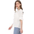 thumbnail image 4 of INSPIRE CHIC Women's Ruffled V Neck Blouse Half Bell Sleeve Casual Chiffon Top, 4 of 6