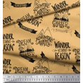 thumbnail image 3 of Soimoi Orange Poly Georgette Fabric Dream Chaser Text Printed Fabric 1 Yard 52 Inch Wide, 3 of 5