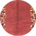 thumbnail image 1 of Ahgly Company Indoor Round Abstract Red Abstract Area Rugs, 4' Round, 1 of 6