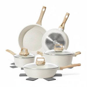 Kowaku 17 Pièces Pot antiadhésif et Pan Set facile à nettoyer Ensemble de vaisselle antiadhesive 12-piece SET
