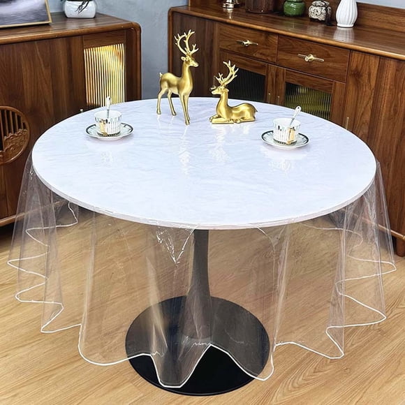 Sentmoon Nappe Transparente Protecteur de Nappe, Jupe de Table Ronde pour Meubles