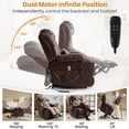 thumbnail image 3 of INGALIK Dual Motor Large Power Lift Recliner Chair For Elderly, Infinite Position Lay Flat Recliner with Massage and Heat, Electric Leather Recliner, Extended Footrest, USB Ports, Cup Holders (Brown), 3 of 11