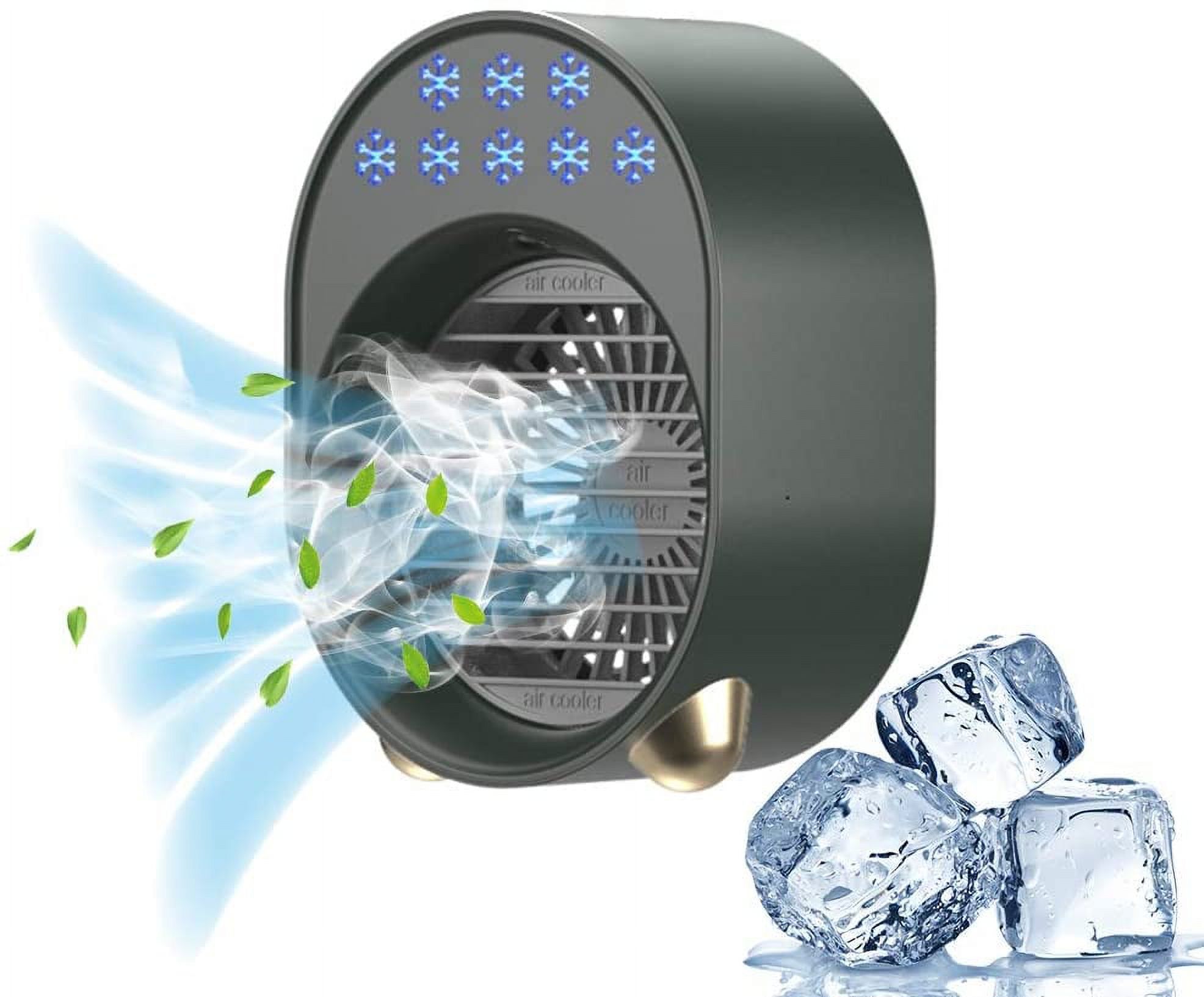 Rechargeable USB Air Conditioner Portable Air Conditioner Fan Evaporative Air Cooler for Office Quiet Desktop Air Conditioner with 7 Color Light & 3 Speed Humidifier Misting Fan Cooling Fan for Home