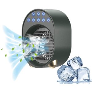 Remboursé USB Air Conditionneur portable Air Ventilateur de conditionneur Evaporative Air Refroidisseur pour bureau silencieux Air Conditionneur avec 7 Lumière de couleur & 3 Eventail de refroidissement à remous pour la maison pour l'humidificateur de vitesse