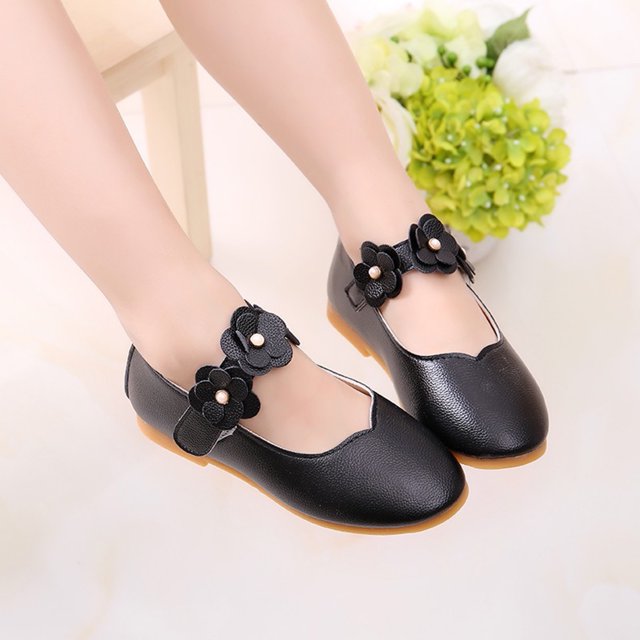 Children Kid Baby Girls Solid Flower Student Single Soft Dance Princess Shoes
