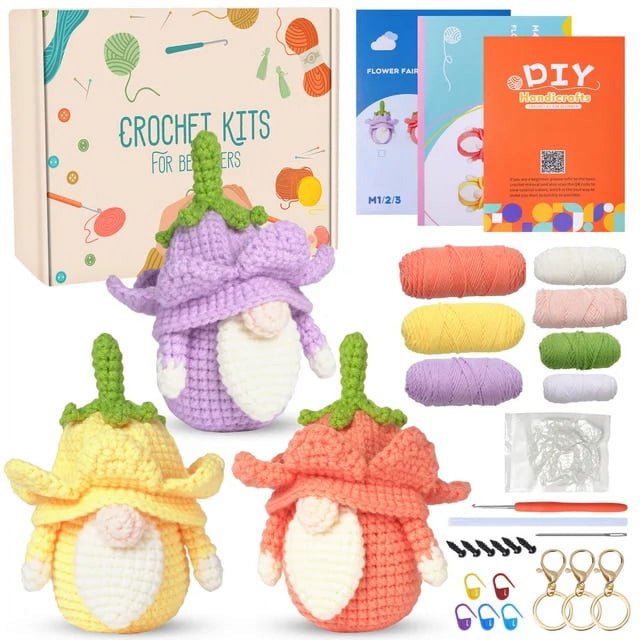 3pcs/Set Handmade Doll Crochet Kit For Beginners Penguin Sewing Material Package Hand Knitting For Kids Adults Crochet Lovers
