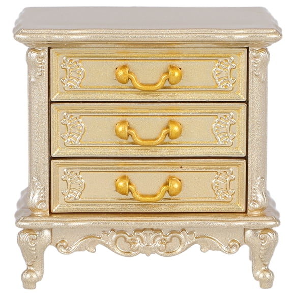GOOHOCHY Mesita de noche para casa de muñecas en miniatura: muebles para casa de muñecas, armario con cajones, modelo de armario de almacenamiento, accesorios, decoración de mesa para construir