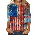 thumbnail image 2 of Hauts d'Été pour Femmes 2023 Mode Féminine Manches Courtes Col Rond Rétro Imprimé Ample Blouse Manches Trois-Quarts Bohème Grande Taille T-Shirt pour Femmes, 2 of 4