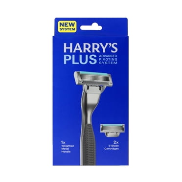 Harry's Plus Shaving Razor for Men with 2 Razor Blade Refill Cartridges, Onyx