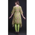 thumbnail image 4 of Bimba Green Ranunculus With Bunch Floral Printed Tops For Women Asymmetric Kurti Summer Dress For Girls Large, 4 of 6