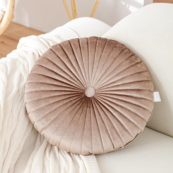 Feltree 16 Inch Round Pumpkin Throw Pillow for Sofa Bed and Chair Decor, Thick Ins Style Cushion with Button Details, Halloween Home Decoration