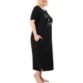 thumbnail image 4 of Agnes Orinda Nuisettes pour Femmes Grande Taille Fête des Mères Col Rond Manches Courtes Robe de Nuit Imprimé Chats Pyjamas Détente Maison avec Poche 3X Noir, 4 of 7