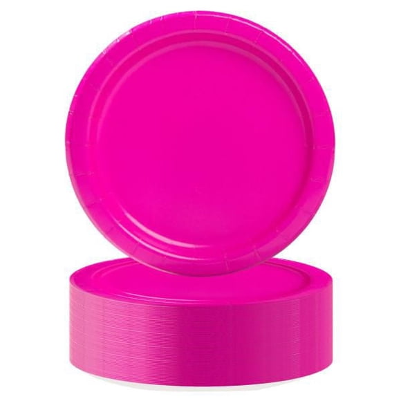 Unique Industries Neon Pink Round 7" Dessert Plates, 70ct