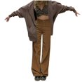 thumbnail image 1 of Pantalon Large pour Femmes Drapé de Rue Couleur Unie en Velours Côtelé Vert L, 1 of 6