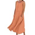 thumbnail image 2 of Jsaierl Robes d'Été pour Femmes 2024 Décontractées Boho Robe Soleil Col Rond Sans Manches Plage Vacances Robes Maxi avec Poches, 2 of 5