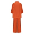 thumbnail image 4 of Women 2 Piece Linen Sets 2025 Button Up Long Sleeve Shirt Drawstring Wide Leg Pants Set Summer Outfits, 4 of 5