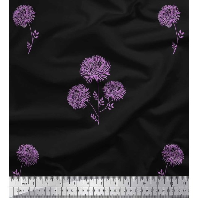 Soimoi Moss Georgette Fabric Wild Flower Decor Fabric Printed Yard 42 Inch Wide